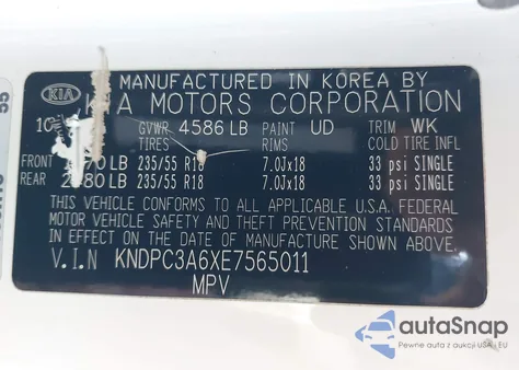 2014 Kia Sportage Sx z USA, uszkodzony, nr VIN KNDPC3A6XE7565011